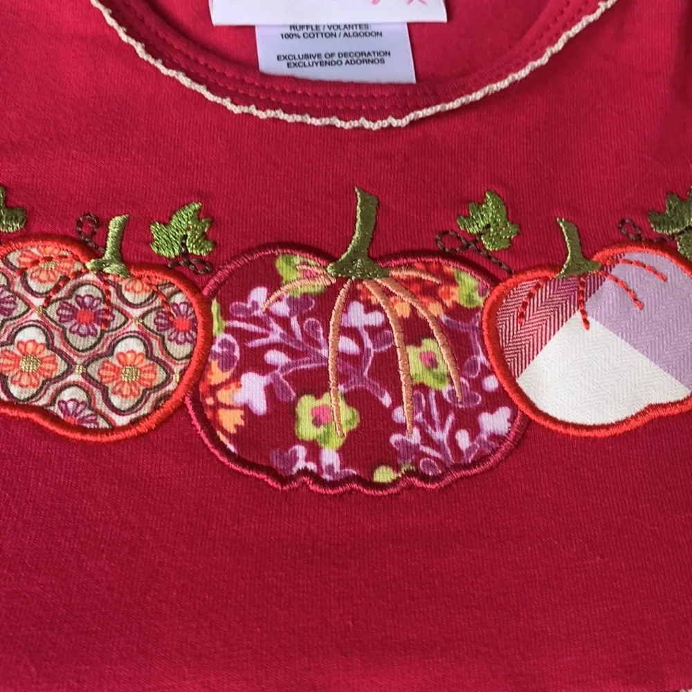 NWT Bonnie Baby Pink Pumpkin Appliqué Dress 12M Three Quarter Sleeve - Picture 9 of 13